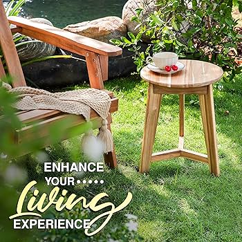 Amazon.com: VICTORY RELAX Round Side Table – Acacia Wood End